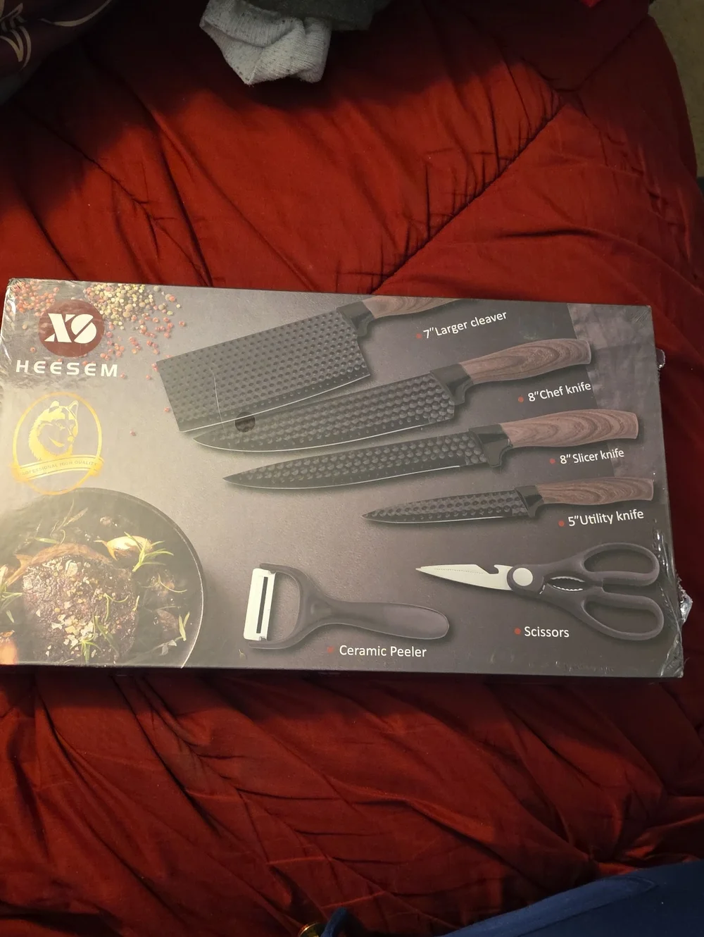 Heesem Black 6-Piece Knife and Peeler Set